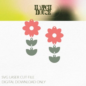 Daisy Flower Spring Cute Earrings Dangle SVG Cut File | Digital Download