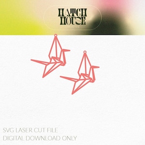 Origami Gefaltet Kranich Süße Ohrringe Baumeln SVG Cut File | Digitaler Download