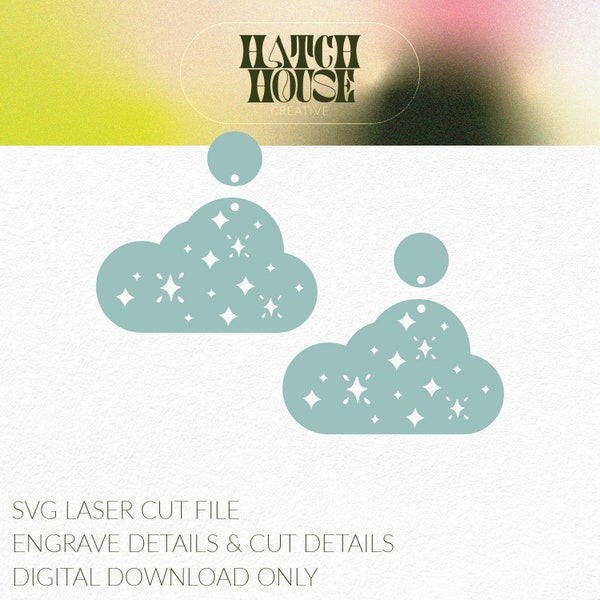 Cosmic Cloud Cute Earrings Dangle SVG Cut File | Cut Out Details | Digital Download