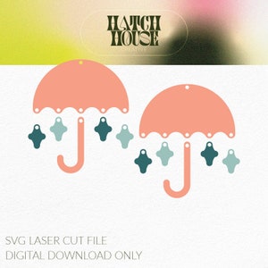 Umbrella Stardrop Spring Earrings Dangle SVG Cut File | Digital Download
