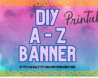 DIY druckbares Banner, von Hand gezeichnetes Dreieck Design, A-Z Alphabet Banner, schwarze Buchstaben, Feiern, Dekor, Instant Download, Zentangle