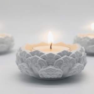 Lotus Candle Holder / Trinket Tray / Jesmonite Holder / Natural Stone