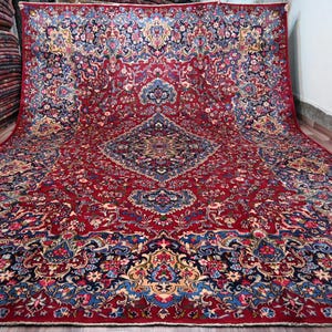 10x13 Large Turkish Vintage Heriz design Rug- One of a Kind Rug- Afghan Wool Handmade Rug- Geometric Art Rug- Living Room Rug- Tribal Rug