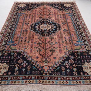 Afghan Terracotta Rug 6x8 Caucasian Rug- Hand Knotted Wool Rug- Geometric Rug- Best for Bedroom- Living Room- Vintage Pattern Rug 190x250 cm