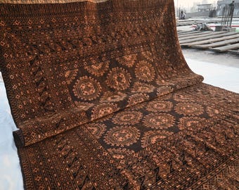 1930er antiker 2,5x2,5m großer afghanischer Teppich- Handgemachter weicher Stapel Wollteppich Turkmen Trible Sarique Design- Orientalischer Teppich Wohnzimmer Teppich