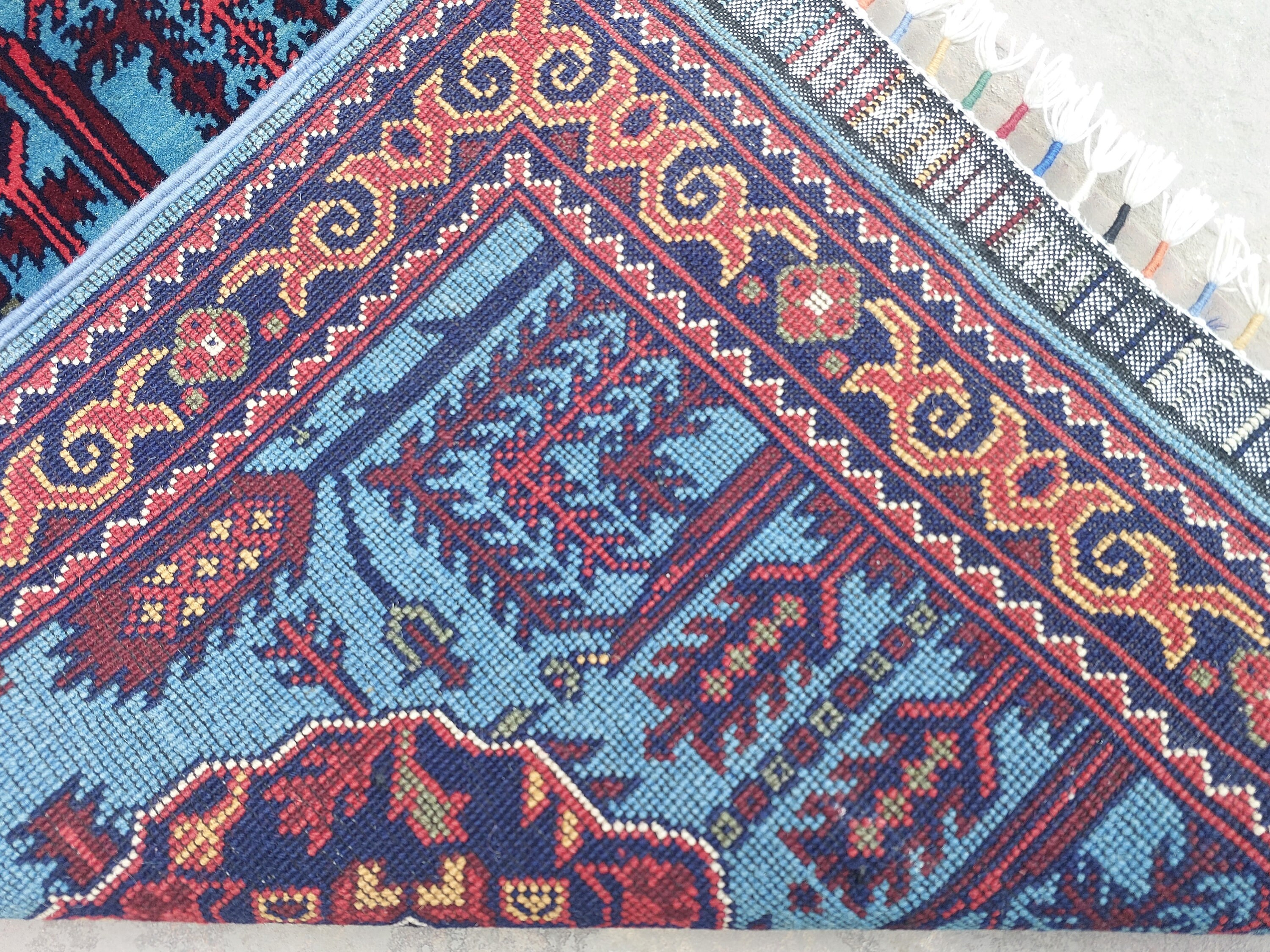 トライバルラグ　ウズベキスタン産　ランナー ブルー 10 フィート ランナー ラグ - アフガニスタン製ハンドメイド