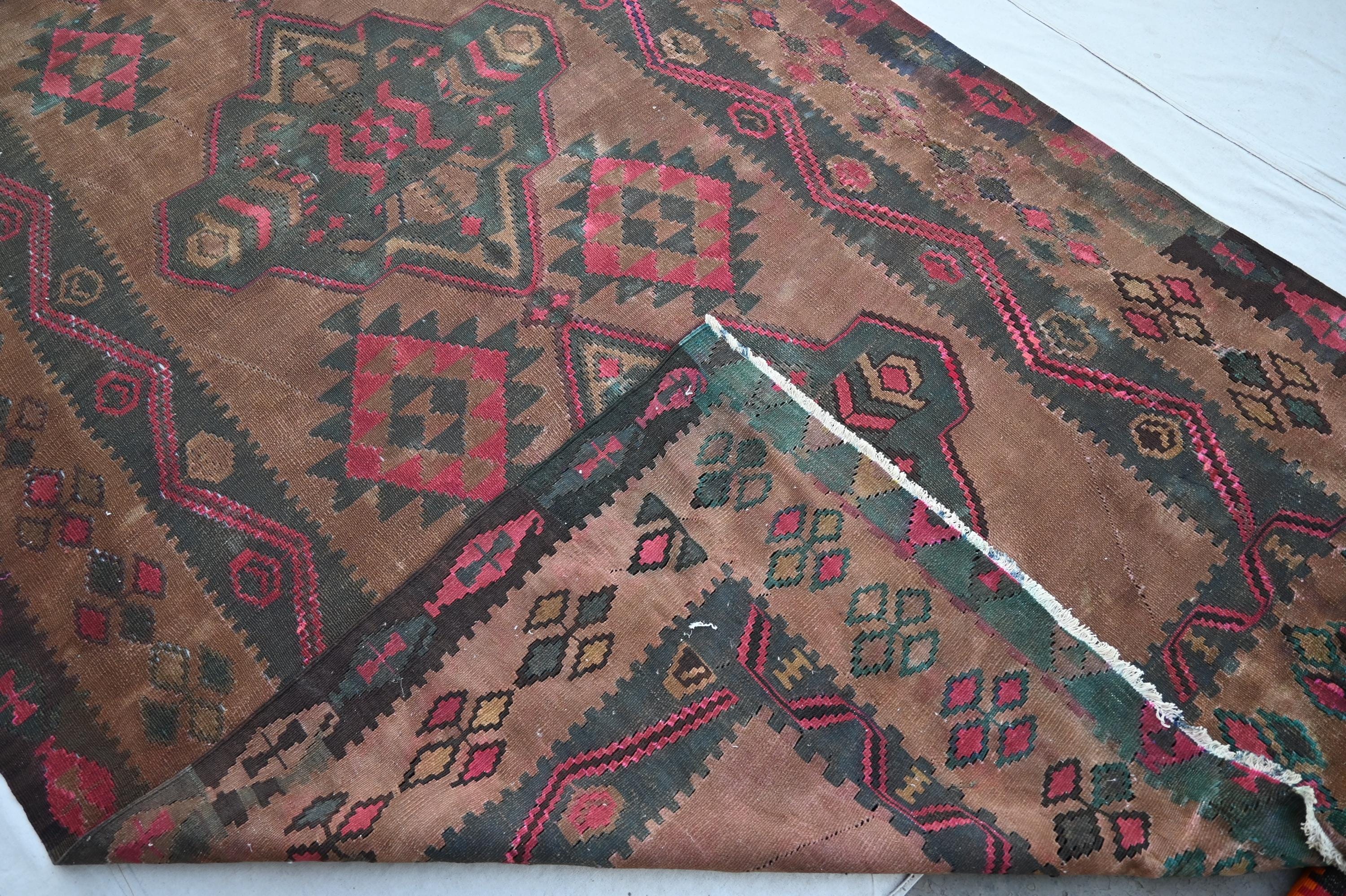 6x15 ヴィンテージ テラコッタ ラグ 1900 アンティーク トルクメン