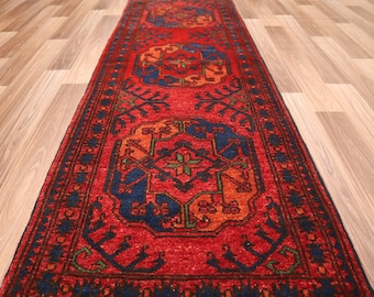 Vintage 2x5 Runner rug- 1&#39;9x5&#39;3 ft Turkmen Tekke Ersari Rug- Afghan Bukhara Rug - Handmade Wool Rug - Oriental Red Rug- Floor Runner rug