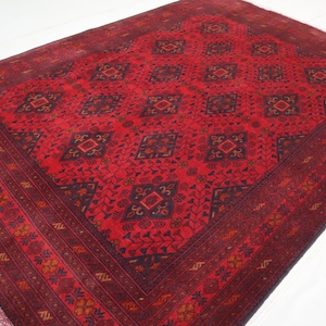 6x8 Afghan Bukhara Rug - Turkoman Tribal Khal Muhammadi Red Area Rug - Oriental Rug - Geometric design Vintage rug - 170x240 cm Bedroom Rug