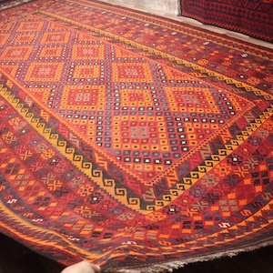 10x17 Large Antique Kilim rug- Handmade Afghan Flatweave Geometric Ghalmori Kilim Rug- Oriental Vintage Rug- Bedroom Rug- 300x530 cm Carpet