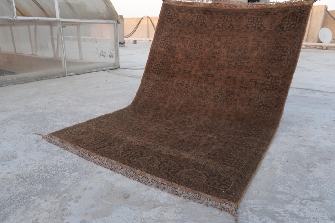 1960s Antique Rug 4x6 Handmade Wool Afghan Rugs- Terracotta Rug ...