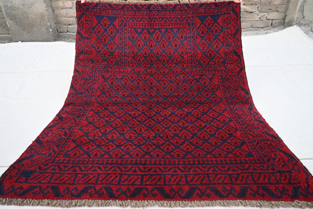 1970s Antique Prayer Rug 3x4 Afghan Handmade Wool Rug- Turkman Trible ...
