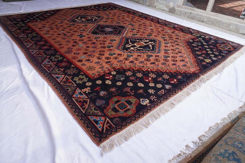 8x10 Turkish Medallion Heriz Rug- Large Terracotta rug- Turkmen Handmade Wool Rug- Afghan Caucasian Soft Pile rug- Bedroom Rug- Tribal Rug image 2