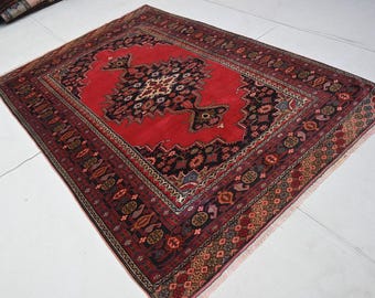 Verzamelobject: Afghaans vintage tapijt 4x6 - Handgemaakt tapijt - Geometrisch tapijt 100% wollen tapijt - Oosters Turkmeens Kaukasisch tapijt - Tribaal rood tapijt 130 x 190 cm