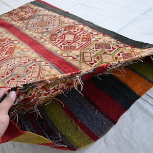 Tappeto afgano fatto a mano vintage federa per cuscino - Tappeto federa per cuscino 1'4x3'8" cuscino di lana divano cuscino - Arredamento per la casa federa per cuscino uzbeko tappeto
