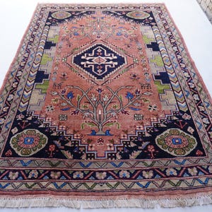 Afghan Rug- 6x8 Terracotta Caucasian Rug- Hand Knotted Wool Rug- Geometric Rug- Rug for Bedroom- Living Room- Vintage Pattern Rug 180x250 cm