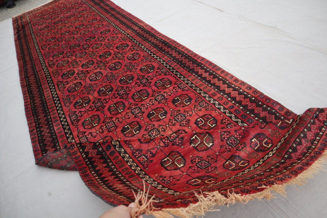 3'9x13'3 Ft Runner Rug Afghan Mowri Design Turkmen Tegap Bukhara Rug ...
