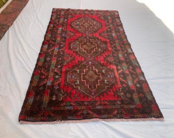 3'7x6'3 Etnisch Afghaans Vintage Tapijt - Handgemaakt Wollen Geometrisch Baluchi Tapijt - Luxe Vloerkleed - Diamantvormig Tapijt voor Slaapkamer, Keuken, Boerderijstijl, Kinderkamer