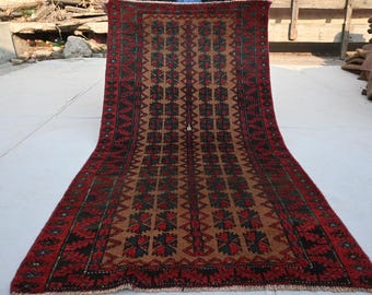 3x5 Afghaans antiek tapijt- Turkman Baluchi tapijt-handgemaakt wollen tapijt-Trible Rug-slaapkamerkleed-kantoorkleed-jaren 1960 vintage rood tapijt 80 x 160 cm tapijt