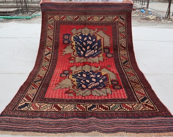 花柄ヴィンテージラグ 2'11 x 4'8 ft アフガニスタン製ハンドメイド