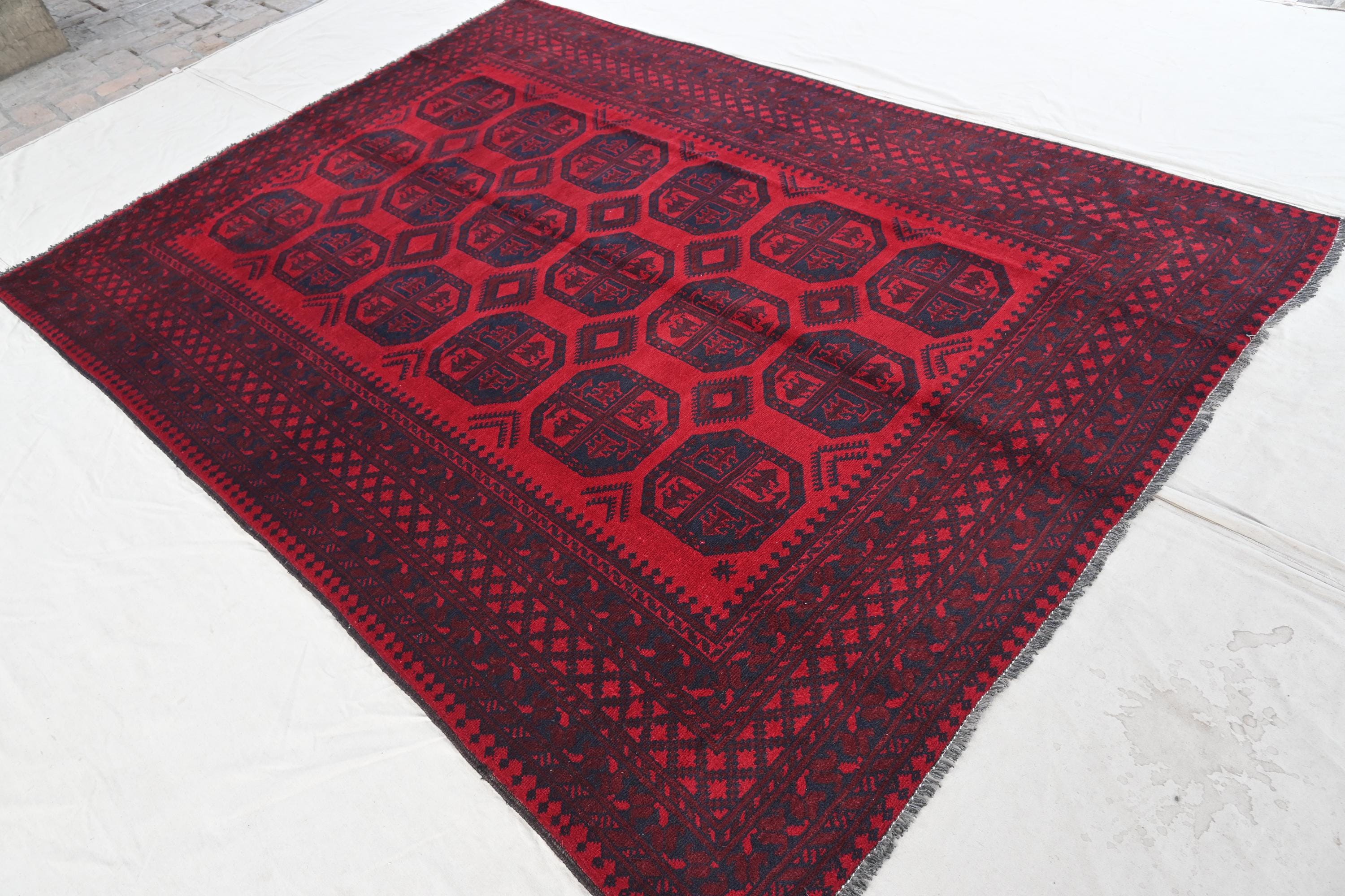 1920年代 アンティーク ラグ - 7x9 トルクメン テケ エルサリ ラグ