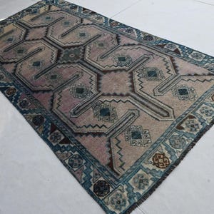 Muted Terracotta Rug 4x8 Caucasian Vintage Rug- Afghan Handmade Wool Rug- Turkmen Geometric Rug- Living Room Rug- Oriental rug- Bedroom Rug