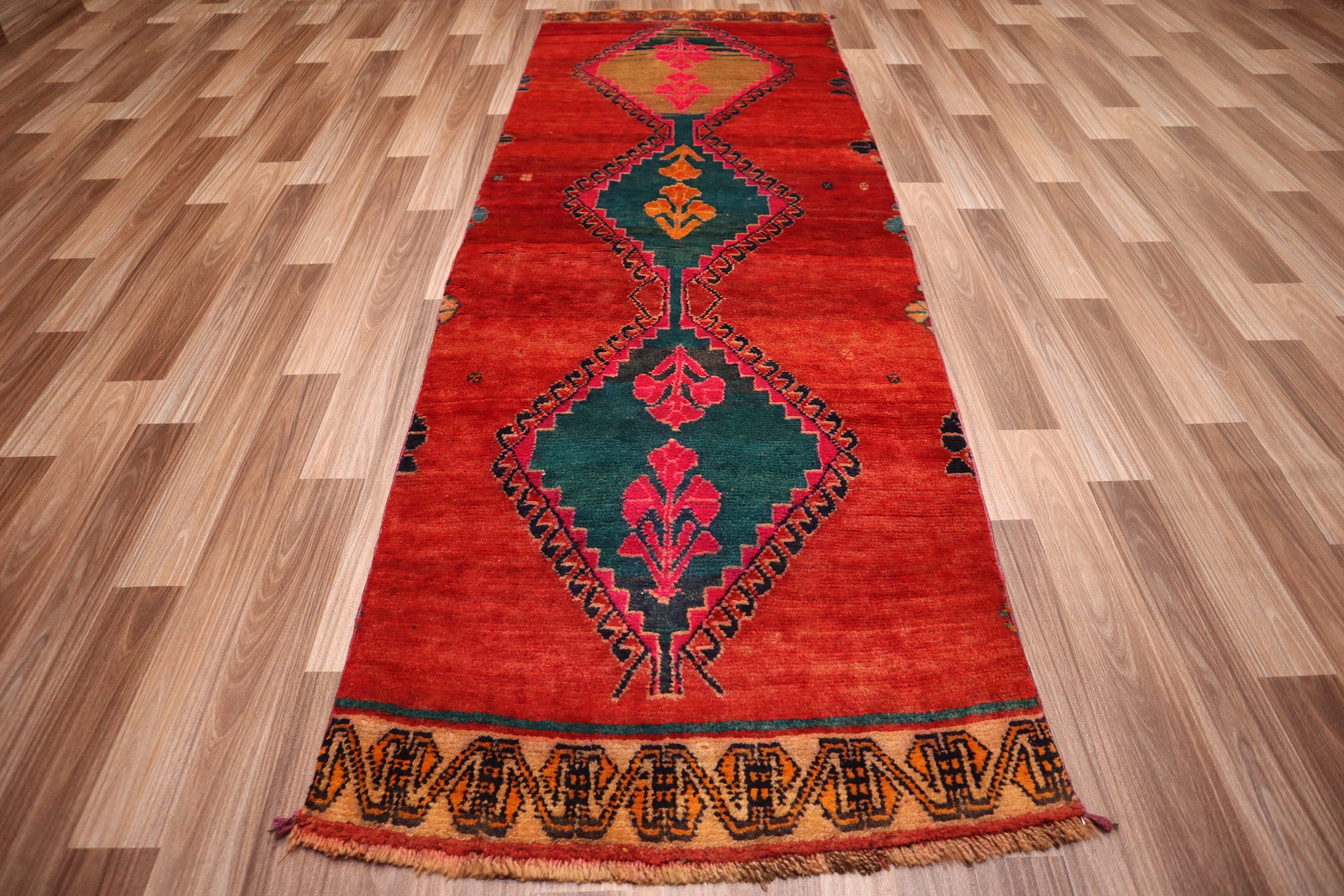 1950年代アンティークコーカサス地方2'3x6'6ランナーラグ