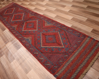 2x9ランナーヴィンテージラグ - アフガニスタンハンドメイドマシュワニ