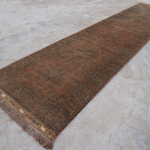 2x10 ft Runner Rug S: 2&#39;3x9&#39;11 ft Turkmen Bukhara Rug- Terracotta Muted Rug Afghan Hand knotted Wool Rug- Long Hallway Runner Kitchen Runner