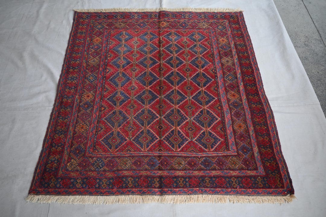 1960s Vintage Rug 4x4 Square Rug- Mashwani Berjesta Rug- Afghan ...