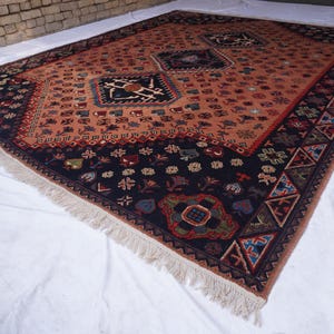 8x10 Turkish Medallion Heriz Rug- Large Terracotta rug- Turkmen Handmade Wool Rug- Afghan Caucasian Soft Pile rug- Bedroom Rug- Tribal Rug image 6