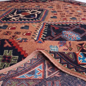 8x10 Turkish Medallion Heriz Rug- Large Terracotta rug- Turkmen Handmade Wool Rug- Afghan Caucasian Soft Pile rug- Bedroom Rug- Tribal Rug image 5