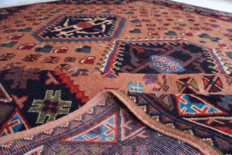 8x10 Turkish Medallion Heriz Rug- Large Terracotta rug- Turkmen Handmade Wool Rug- Afghan Caucasian Soft Pile rug- Bedroom Rug- Tribal Rug image 5
