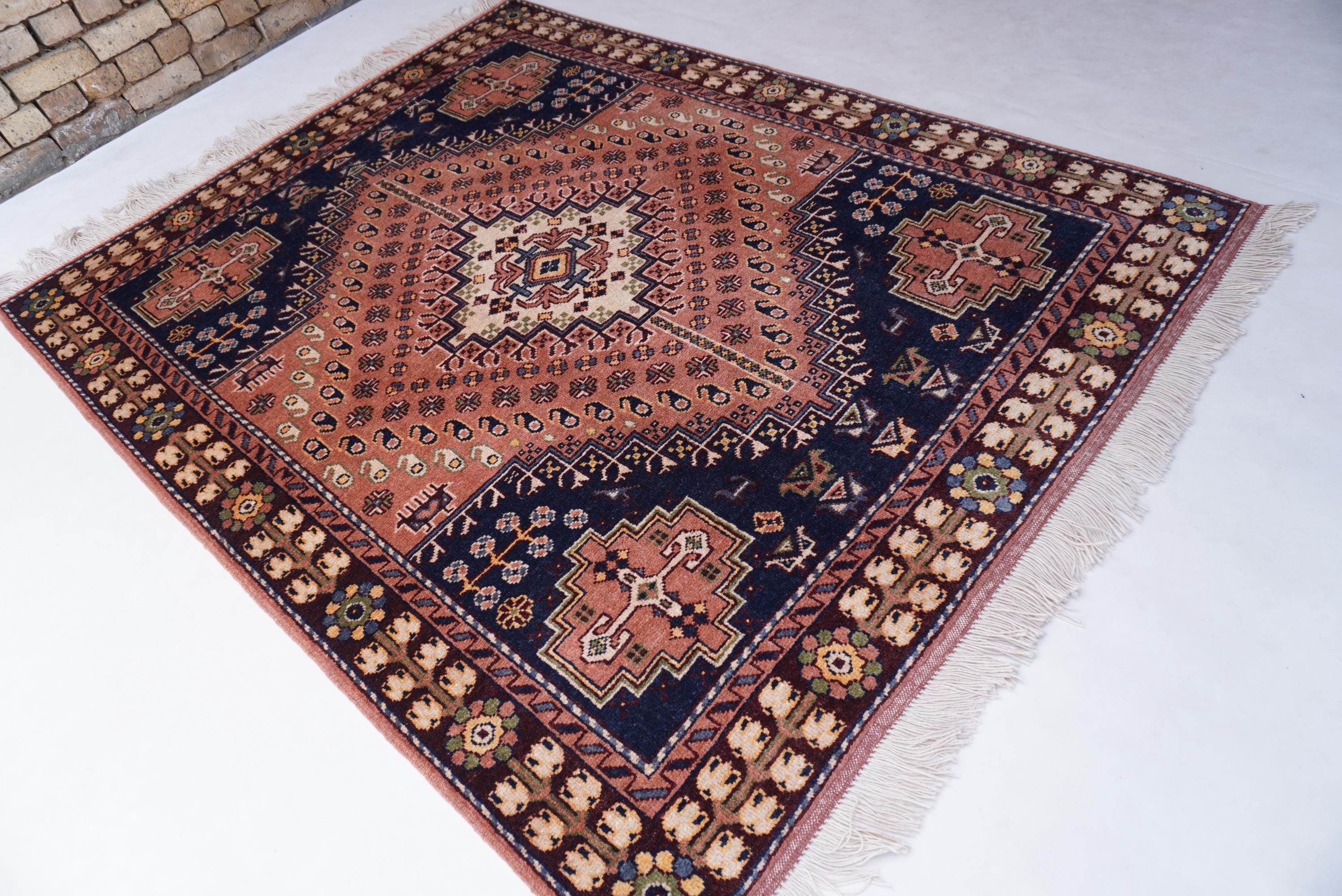 アフガン テラコッタ ラグ 5x7 トルクメン コーカサス ラグ