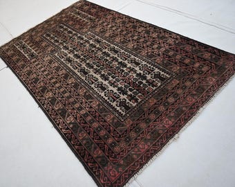 3x5 ft Afghan Antique Prayer Handmade Wool Rug- Geometric Prayer Rug- Turkman Trible Area Rug- Bedroom Rug- Office Rug- Muslim Mosque Rug