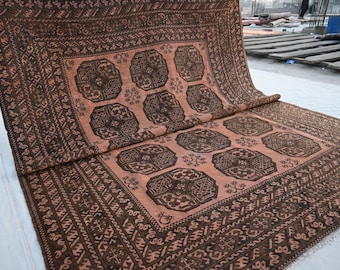 アフガニスタンアンティーク風色褪せたラグ、7x9インチのハンドメイド