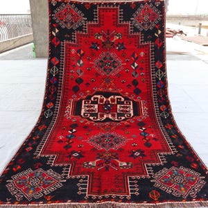 Antique Geometric Rug- 4x7 Afghan Caucasian design Rug- Handmade Wool  Rug- Oriental Turkmen Tribal Area Rug- Bedroom Rug- Living Room Rug