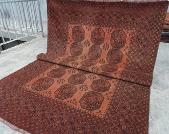 6x9 Terracotta 1920s Vintage Rug- Turkmen Tekke Ersari Rug- Afghan Handmade Wool Rug- Living Room Rug Tribal Area Rug Bedroom Rug 180x275 cm