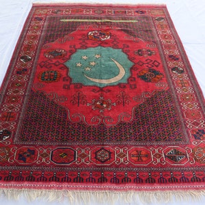 Tapete vintage exclusivo do Turcomenistão - Tapete turcomano de lã artesanal de alta qualidade - Tapete oriental - Tapete tribal - Tapete para quarto - Tapete para sala de estar