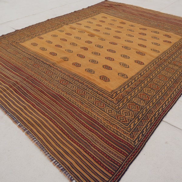 5x6 ft Antique Kilim Rug- Afghan Handmade Tribal Turkmen Soumak Laghary Rug - Flatweave Persian style Rug - Boho Berber Bohemian Vintage rug