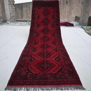 3x10 Afghan Kalisaye Vintage Rug- Khal Mohammedi Bukhara Runner Rug- Handmade Wool Rug Hallway Runner- Kitchen Runner Rug- Stairs Runner Rug