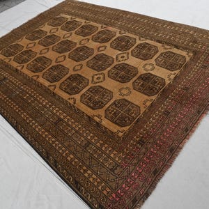 1920s Antique Rug 6&#39;6x8&#39;7 ft Terracotta Faded Rug- Turkmen Tekke Ersari Rug- Handmade Wool Rug- Oriental Rug- Tribal Rug- Bedroom Rug 7x9
