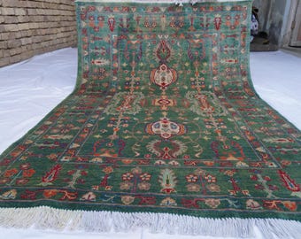 Green Rug 4x6 Afghan Bijdar Rug- Handmade Rug- Floral Oushak Rug- Fine Wool Rug- Veg dyes Rug- Bedroom Rug- Office Rug- Turkish Rug 150x200