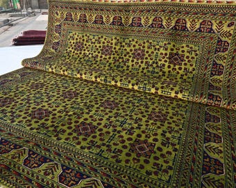 Fern Green Custom Rug- Hand Knotted Afghan Tribal Bukhara Rug 9x12 8x10 7x10 6x8 5x7 4x6 Fine Turkmen Wool Rug- Vintage Pattern Oriental Rug