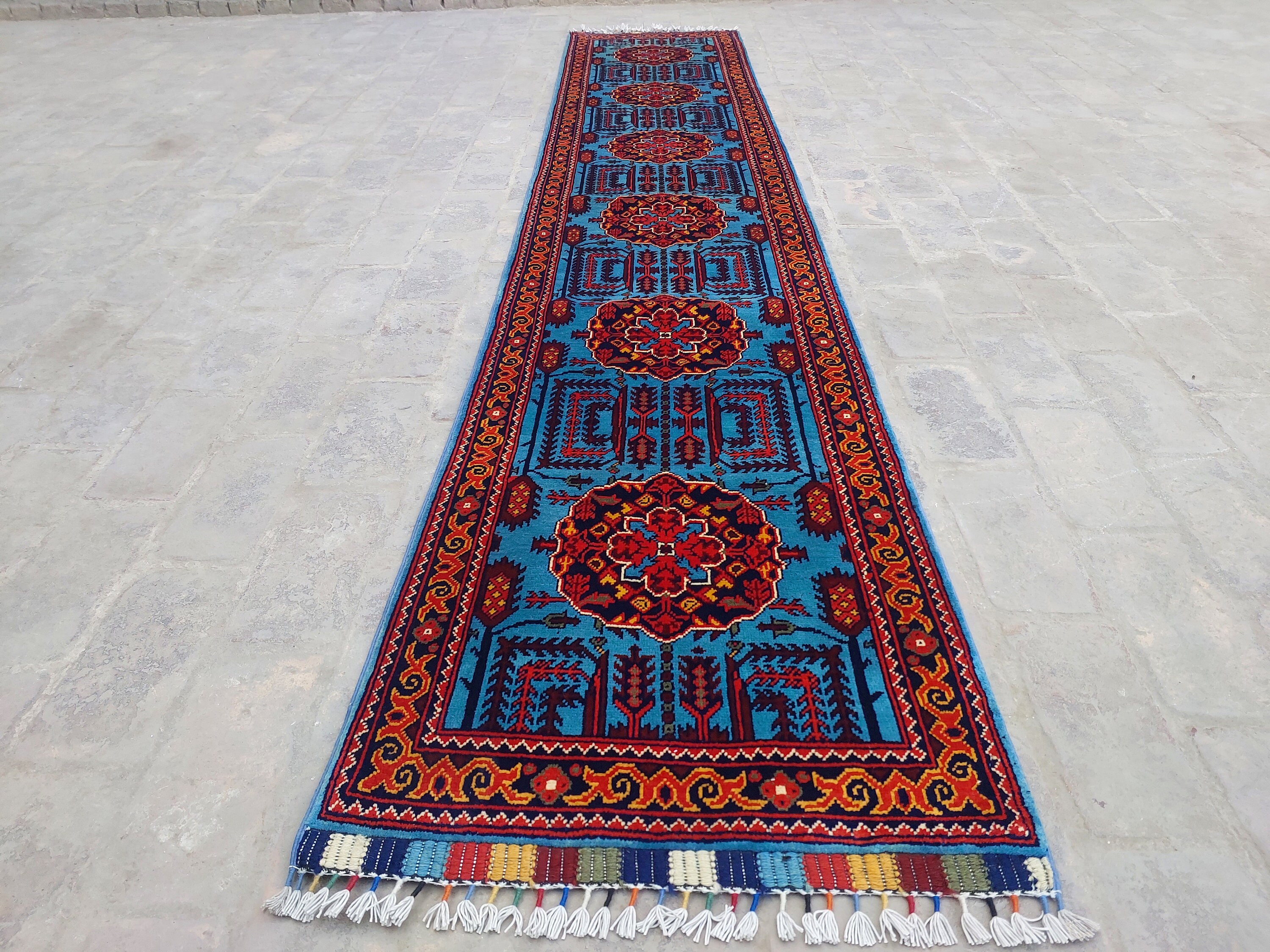トライバルラグ　ウズベキスタン産　ランナー ヴィンテージラグ ランナーラグ パキスタンラグ ヴィンテージラグ