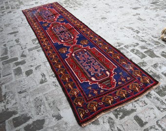 90 x 360 cm Afghaans antiek Kaukasisch breed loperkleed - Handgemaakt vervaagd vintage kleed met verweerde look - Woonkamerkleed - Slaapkamer kleed - Hal kleed van Tapis Art