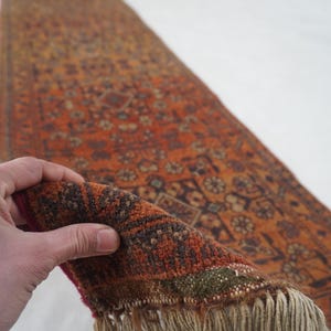 Vintage 2x5 ft Runner Afghan Handmade Bukhara Terracotta Rug Oriental Rug Antique Turkmen Tribal Rug- Hallway Runner Kitchen Runner 1'9x5'7"