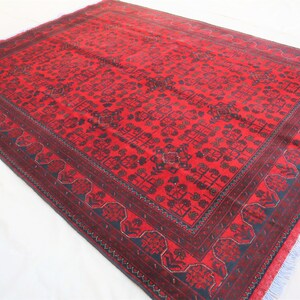 6x8 Afghan Bukhara Rug - Turkoman Tribal Khal Muhammadi Red Area Rug - Oriental Rug - Vintage rug - 180x240 cm Bedroom Rug - Living Room Rug