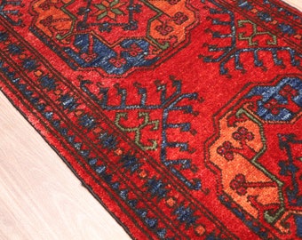 ヴィンテージ 2x5 ランナーラグ - 1'9x5'3 フィート トルクメン テッケ