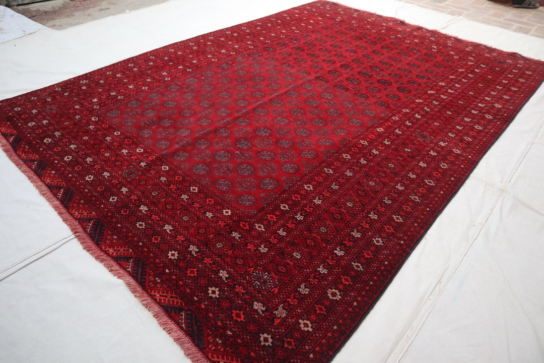 6x9 Afghan Vintage Mowri Rug- Handmade Wool Area Rug- Turkmen Tribal ...